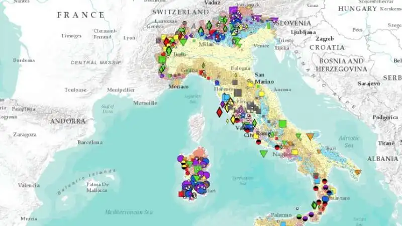 mappa dei giacimenti delle materie prime critiche in italia  