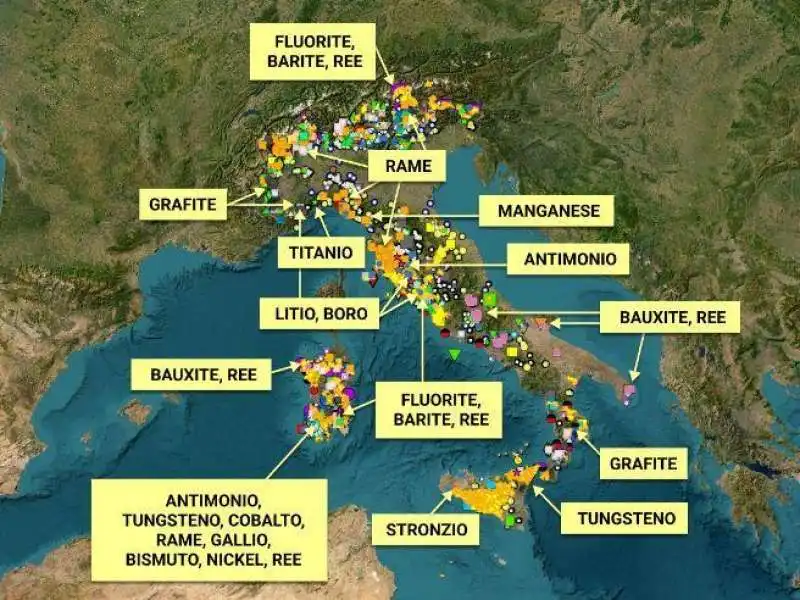 mappa dei giacimenti delle materie prime critiche in italia  