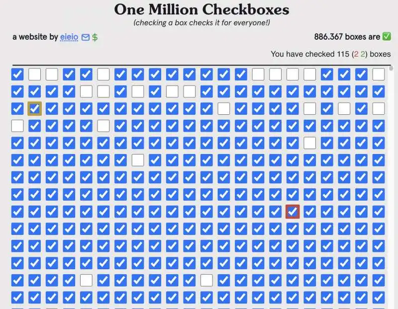 ONE MILLION CHECKBOXES 