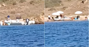 PICNIC NELL'ARCIPELAGO DE LA MADDALENA -TURISTI SBARCANO SULL’ISOLA PROTETTA DI SOFFI