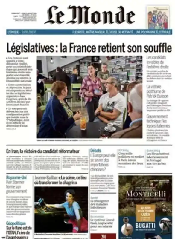 prima pagina le monde   8 luglio 2024