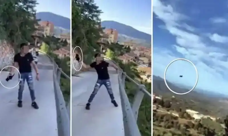 ragazzino lancia un gatto da un ponte   4