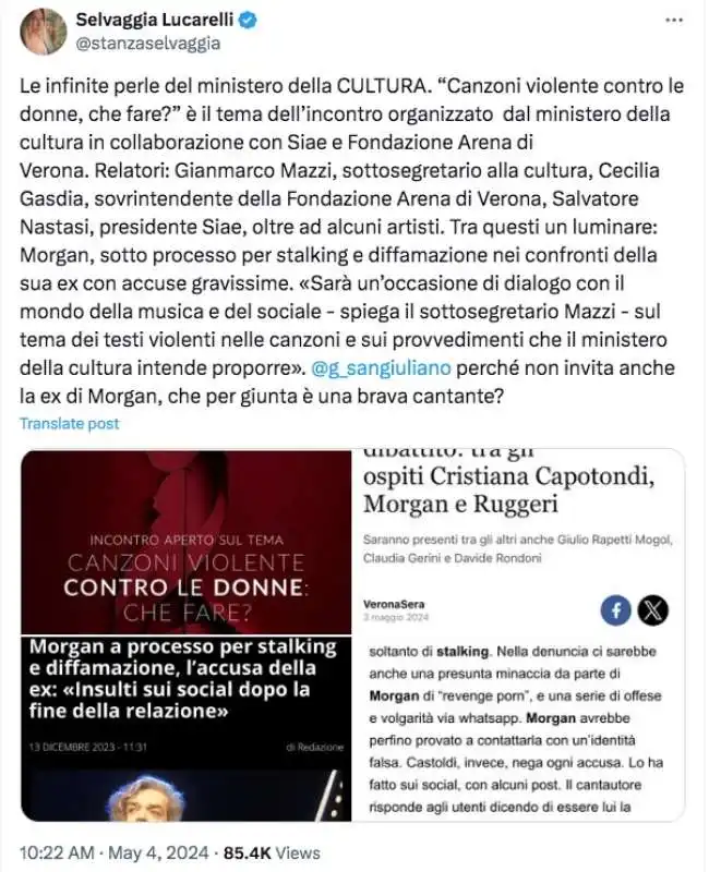 selvaggia lucarelli contro morgan al convegno canzoni violente contro le donne 4