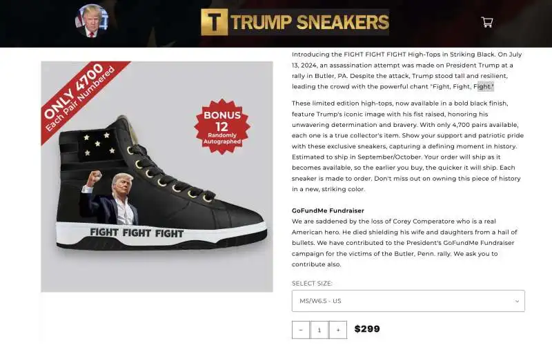 sneakers di donald trump con la scritta fight fight fight  1