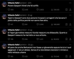 tweet di vittorio feltri contro maurizio gasparri antonio tajani e forza italia