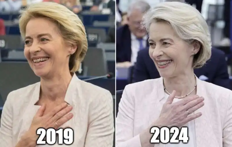 URSULA VON DER LEYEN NEL 2019 E NEL 2024 