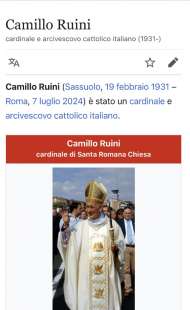 WIKIPEDIA DA PER MORTO IL CARDINALE CAMILLO RUINI