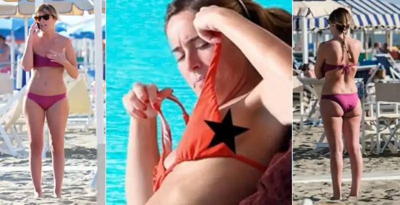 Maria Elena Boschi, bikini rosa in spiaggia a Marina di Pietrasanta