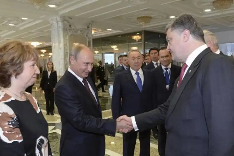 putin e poroshenko con ashton e nazarbayev