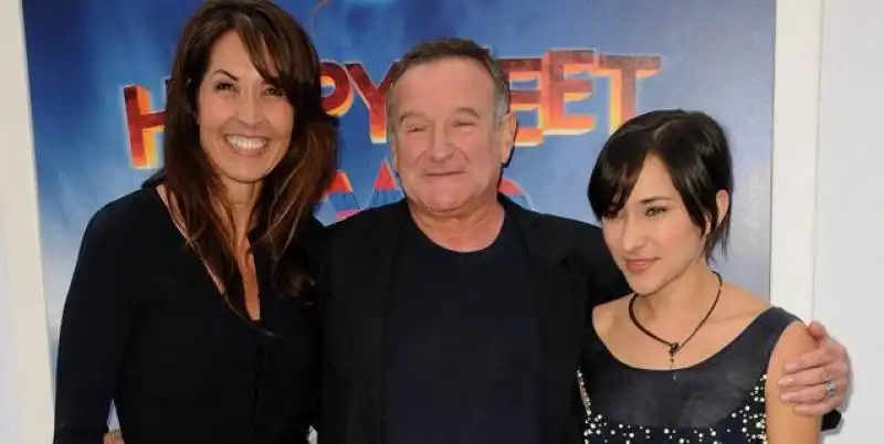 Robin Williams tra la moglie Susan e la figlia Zelda 