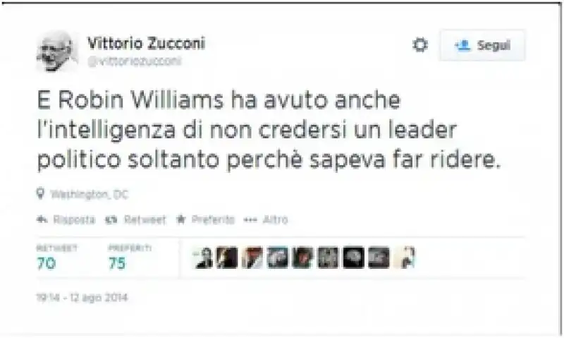 tweet di zucconi su robin williams 