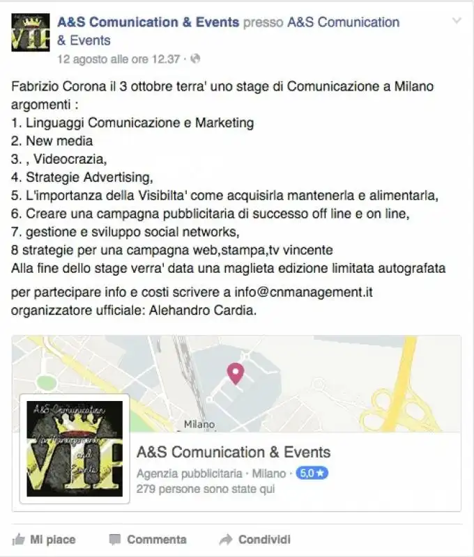 IL CORSO DI COMUNICAZIONE TENUTO DA FABRIZIO CORONA