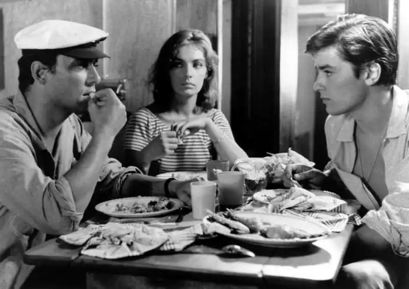  alain delon, romy schneider, maurice ronet, jane birkin