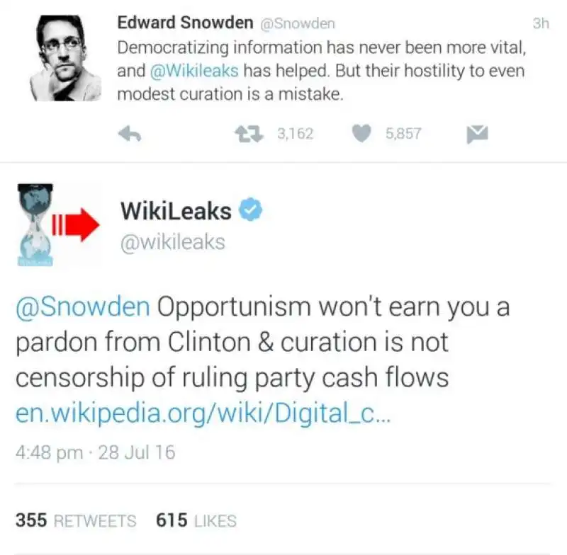 assange contro snowden