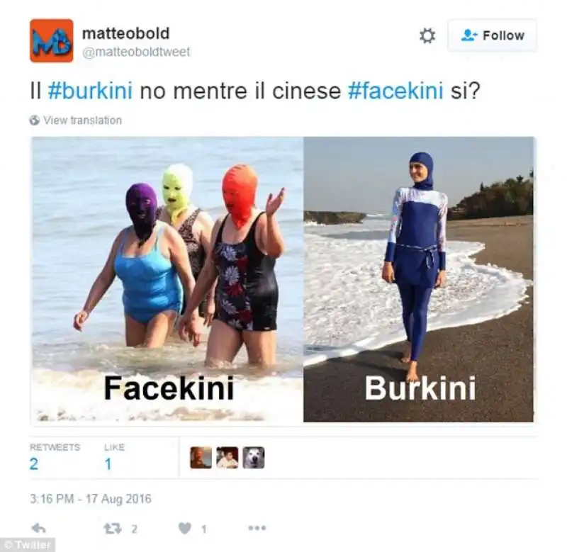 burkini versus facekini