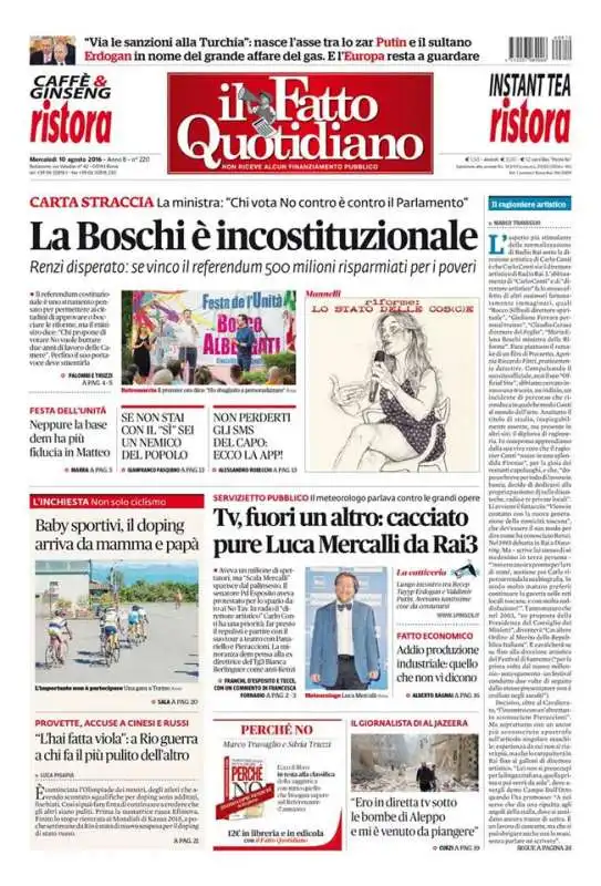 prima pagina fatto quotidiano boschi cosce