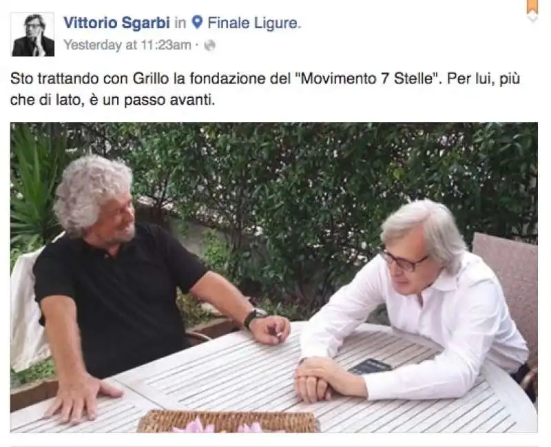 VITTORIO SGARBI RIPUBBLICA LA VECCHIA FOTO CON BEPPE GRILLO