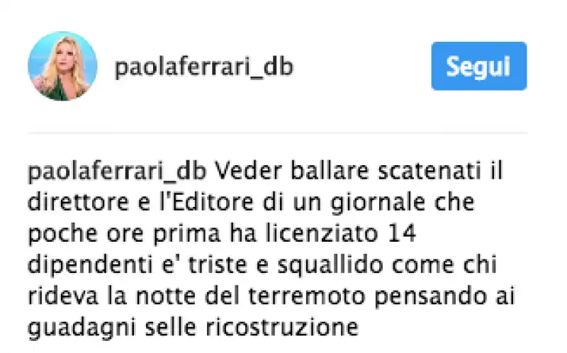 IL POST DI PAOLA FERRARI CONTRO DANIELA SANTANCHE PER I LICENZIAMENTI A NOVELLA