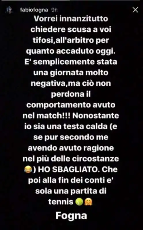 LE SCUSE DI FOGNINI