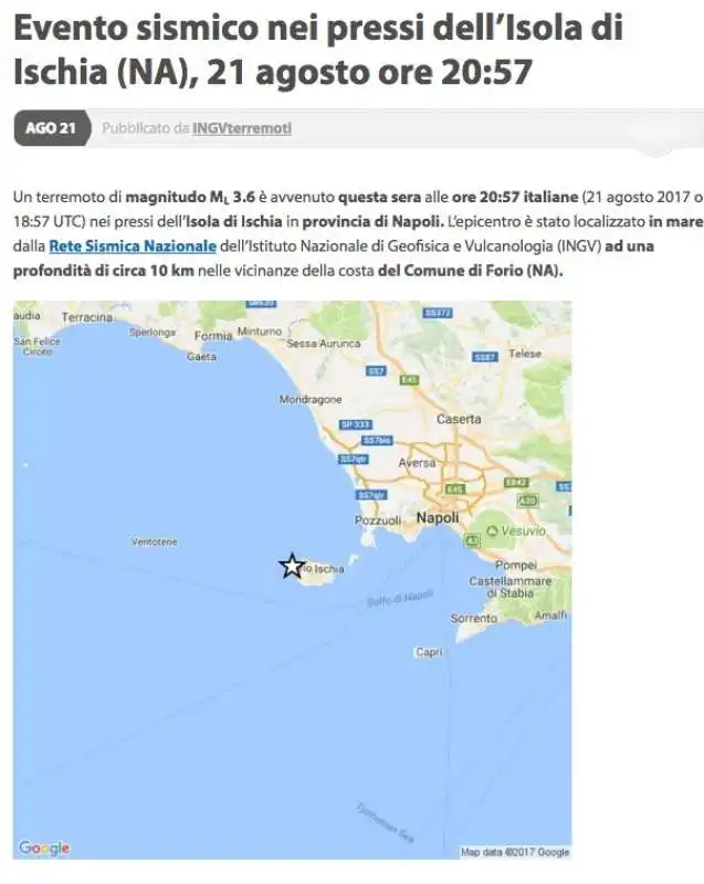 terremoto ischia secondo epicentro sbagliato