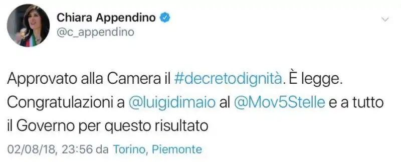 CHIARA APPENDINO SUL DECRETO DIGNITA