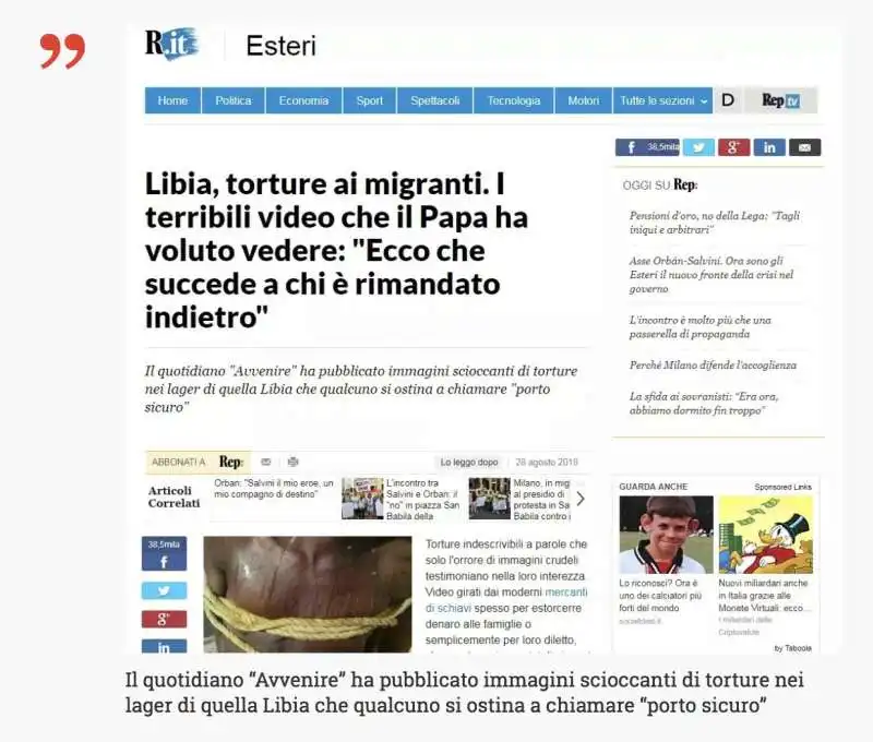 l'articolo di repubblica sui migranti torturati