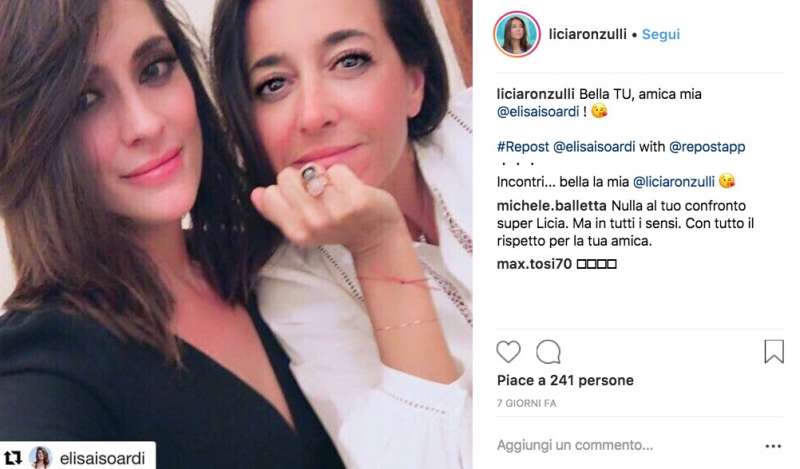 licia ronzulli ed elisa isoardi si selfano e si amano su instagram