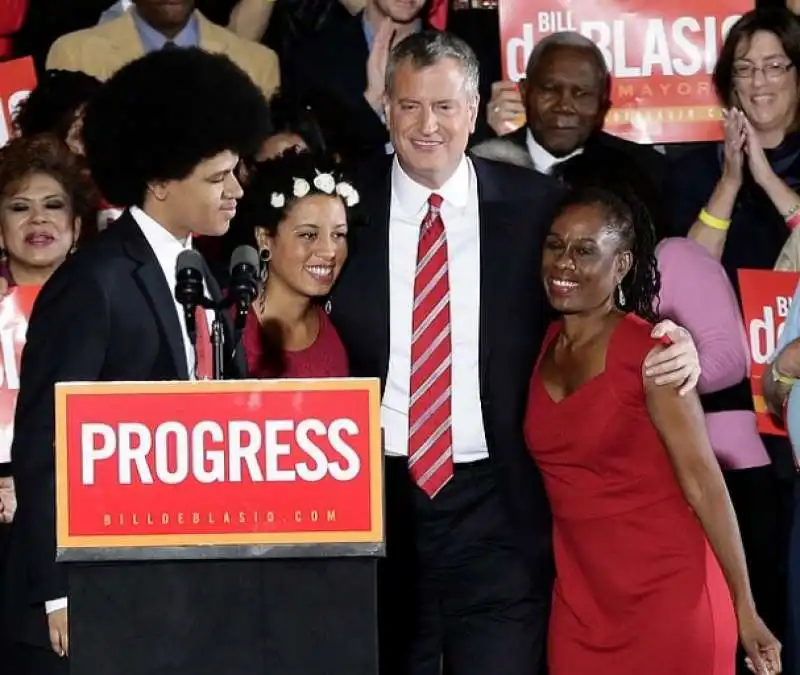 bill de blasio con la moglie e i figli 3