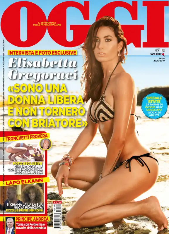 ELISABETTA GREGORACI NELLA COPERTINA DI  OGGI DEL 29 AGOSTO 2019