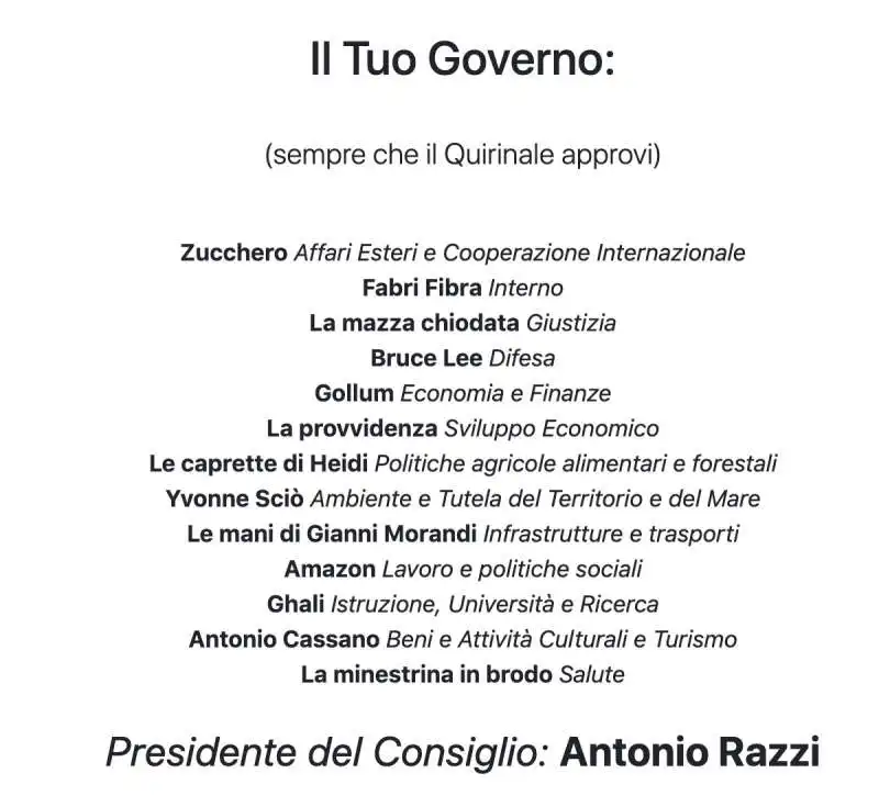 generatore automatico di governi 1