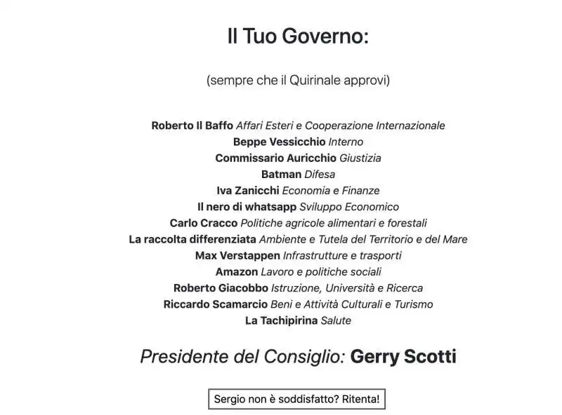 generatore automatico di governi 12