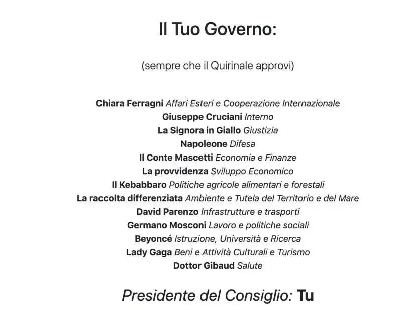 generatore automatico di governi 5