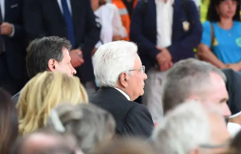 giuseppe conte e sergio mattarella alla commemorazione del crollo del ponte morandi 