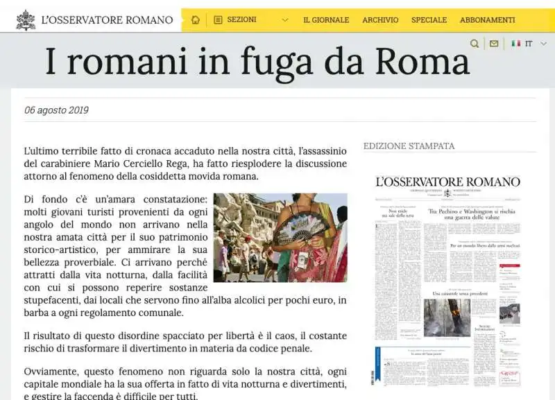 I ROMANI IN FUGA DA ROMA - OSSERVATORE ROMANO