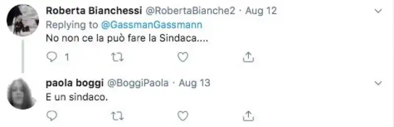 i tweet in cui si ricorda a gassmann che il sindaco e' uomo 3