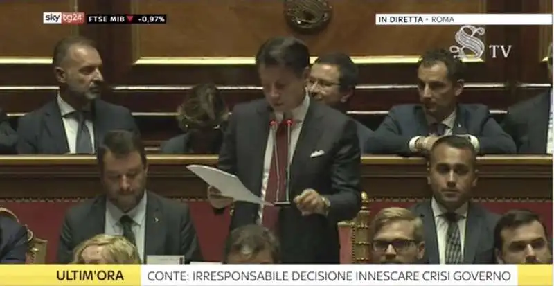 il discorso di giuseppe conte al senato tra matteo salvini e luigi di maio