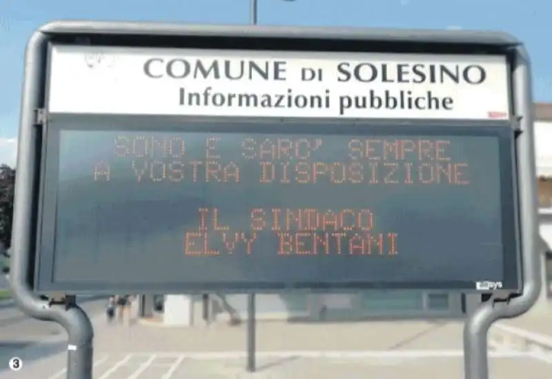 il tabellone luminoso di solesino voluto da elvy bentani