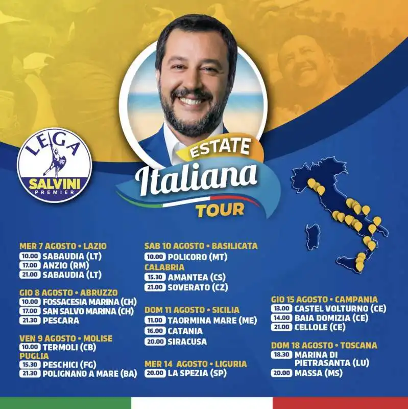 IL TOUR DI MATTEO SALVINI NELLE SPIAGGE ITALIANE