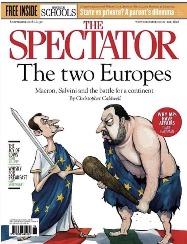 matteo salvini vs emmanuel macron copertina dello spectator settembre 2018