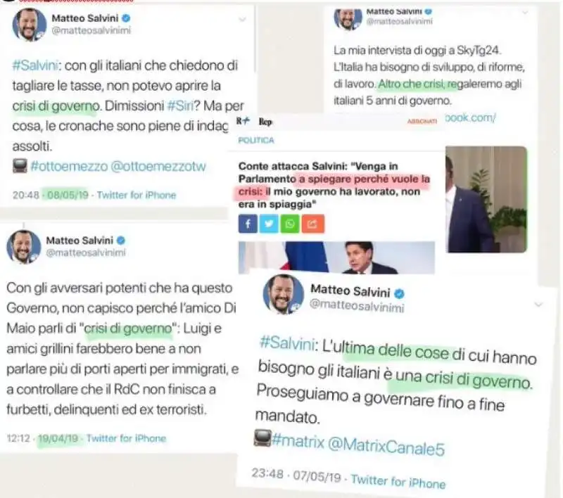 meme sulla crisi di governo   le giravolte di salvini