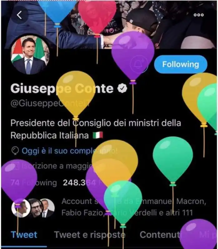 meme sulla crisi di governo nel giorno del compleanno di giuseppe conte