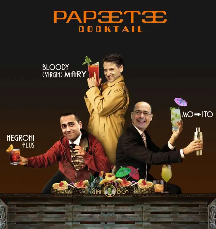 PAPEETE COCKTAIL: LUIGI DI MAIO GIUSEPPE CONTE NICOLA ZINGARETTI BY GIANBOY