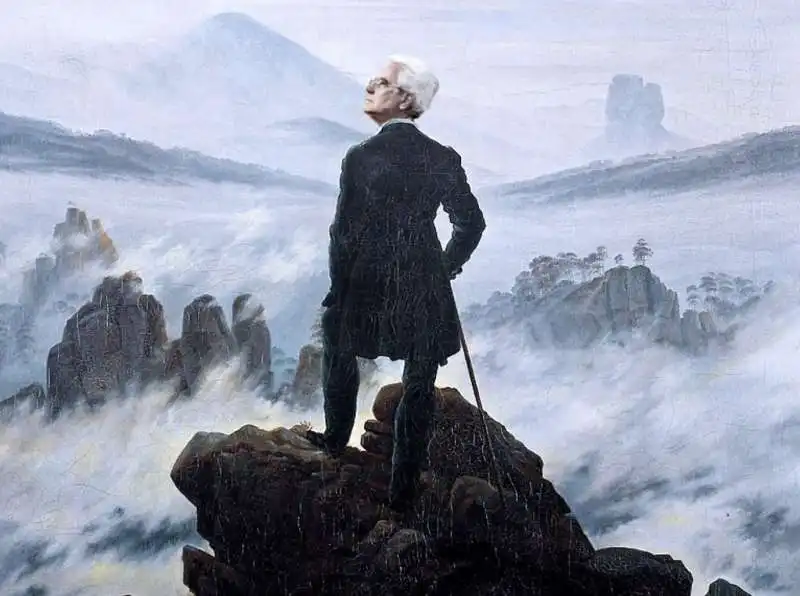 SERGIO MATTARELLA COME IL VIANDANTE SUL MARE DI NEBBIA DI CASPAR DAVID FRIEDRICH - BY LUGHINO/SPINOZA