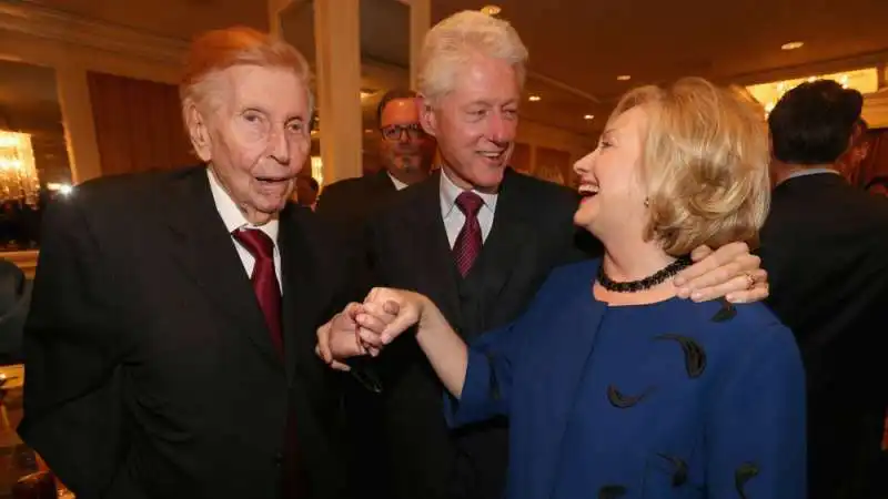 sumner redstone con bill e hillary clinton