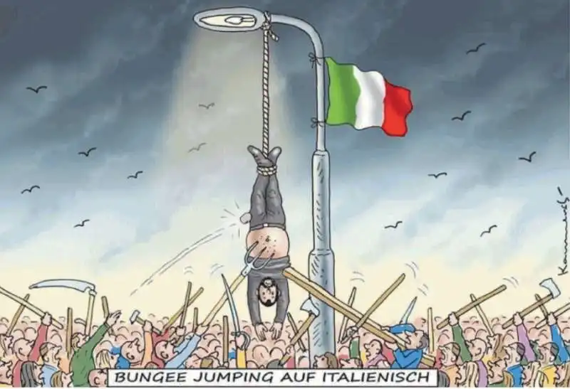 VIGNETTA TEDESCA - SALVINI COME MUSSOLINI A PIAZZALE LORETO