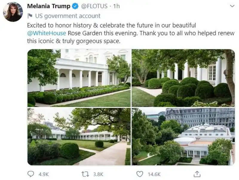 giardino delle rose alla casa bianca dopo la cura di melania trump  2