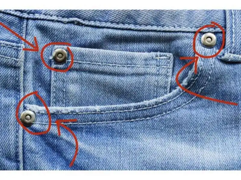 i bottoni sul mini taschino jeans