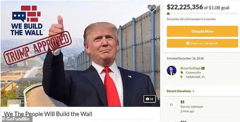 la raccolta fondi we build the wall su gofundme