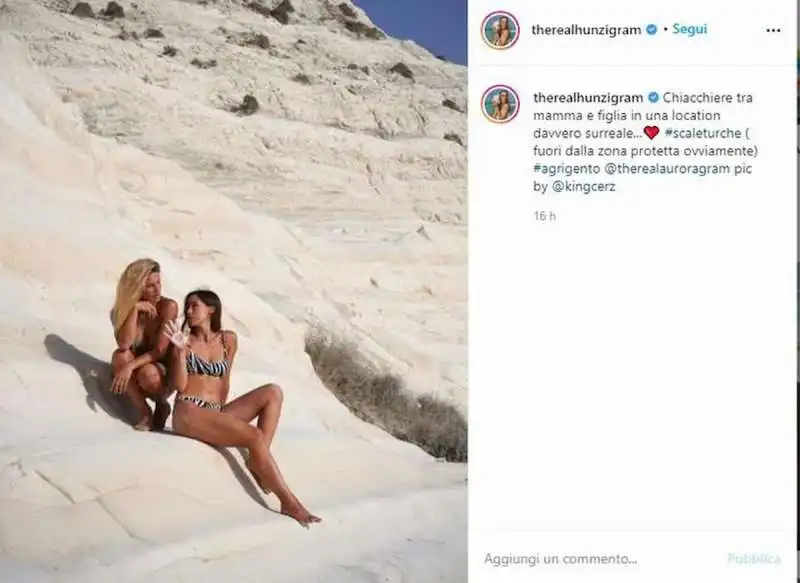 Michelle Hunziker e Aurora Ramazzotti alla Scala dei Turchi