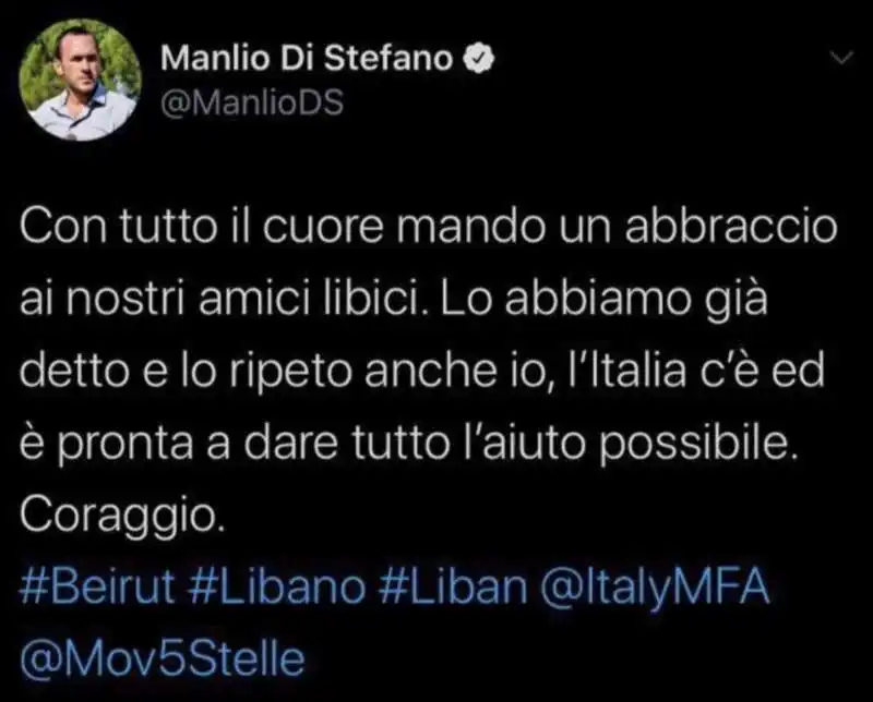 PER MANLIO DI STEFANO BEIRUT E' IN LIBIA